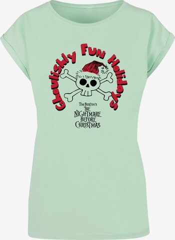 ABSOLUTE CULT Shirt 'The Nightmare Before Christmas - Ghoulishly Fun Holidays' in Green: front