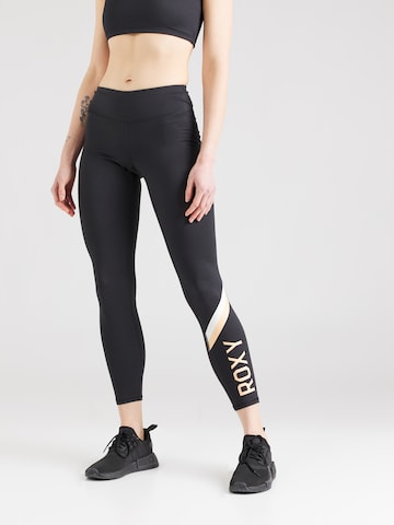 Skinny Pantalon de sport 'RISE & VIBE' ROXY en noir : devant