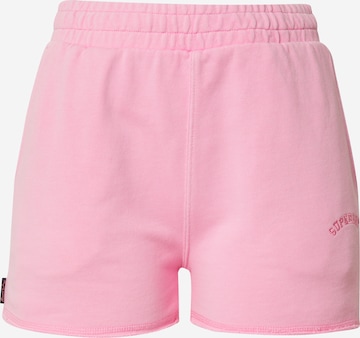 Superdry Regular Trousers 'Essential' in Pink: front