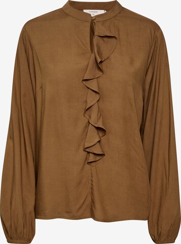 Cream Blouse 'Tiah' in Bruin: voorkant