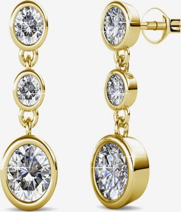 ROUGEMONT Jewellery Earrings 'Trendige Ohrhänger mit 3 funkelnden Kristallen' in Gold: front