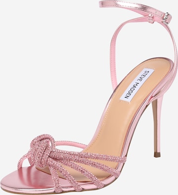 STEVE MADDEN - Sandálias com tiras 'Bedazzle' em rosa: frente