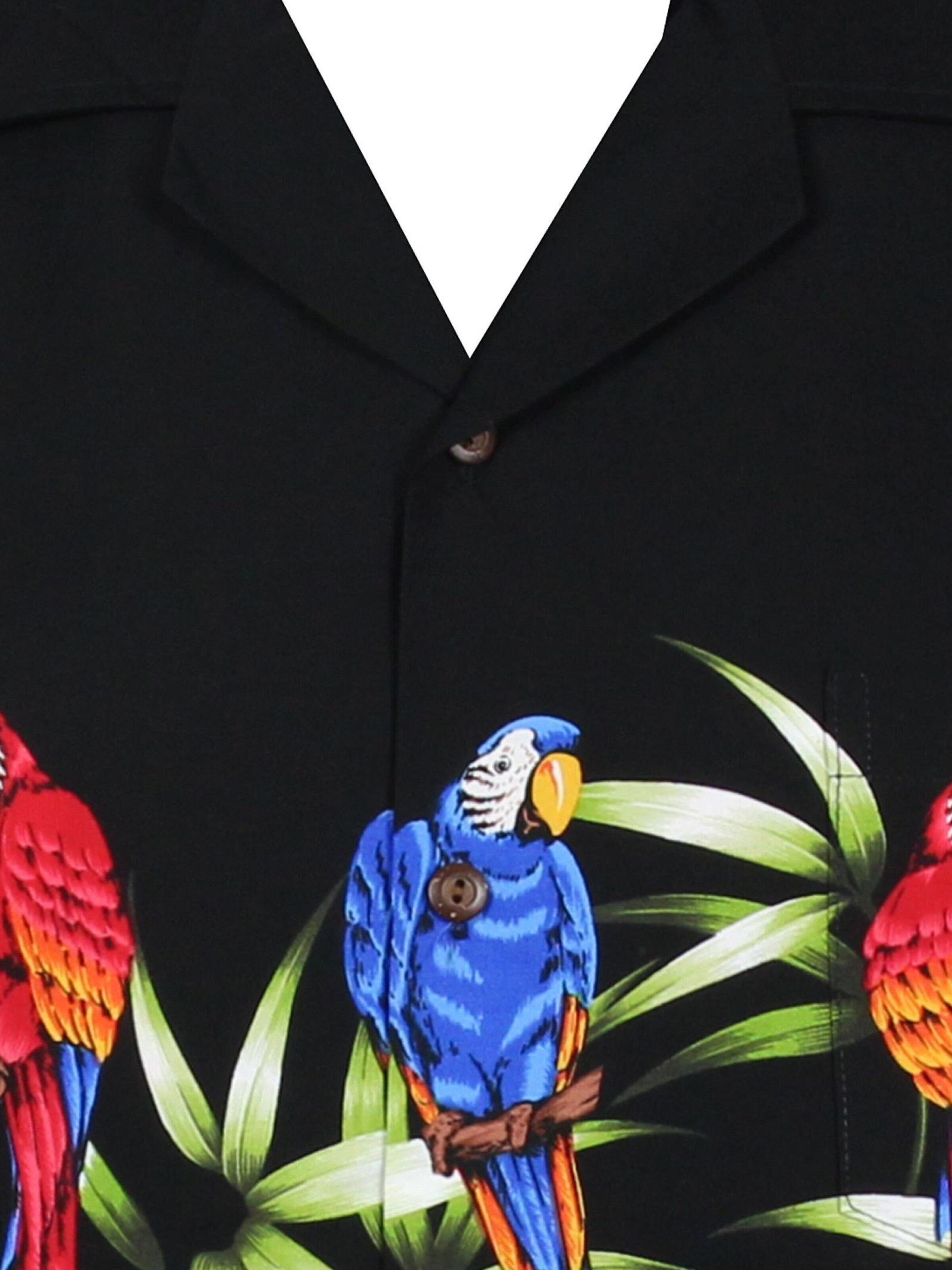 Pacific Legend Regular fit Button Up Shirt 'Papagei' in Black