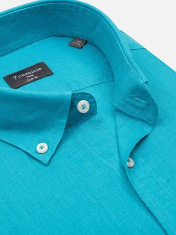 Slim fit Camicia business 'Leonardo Linen Man Shirt Pink' di 7Camicie in blu