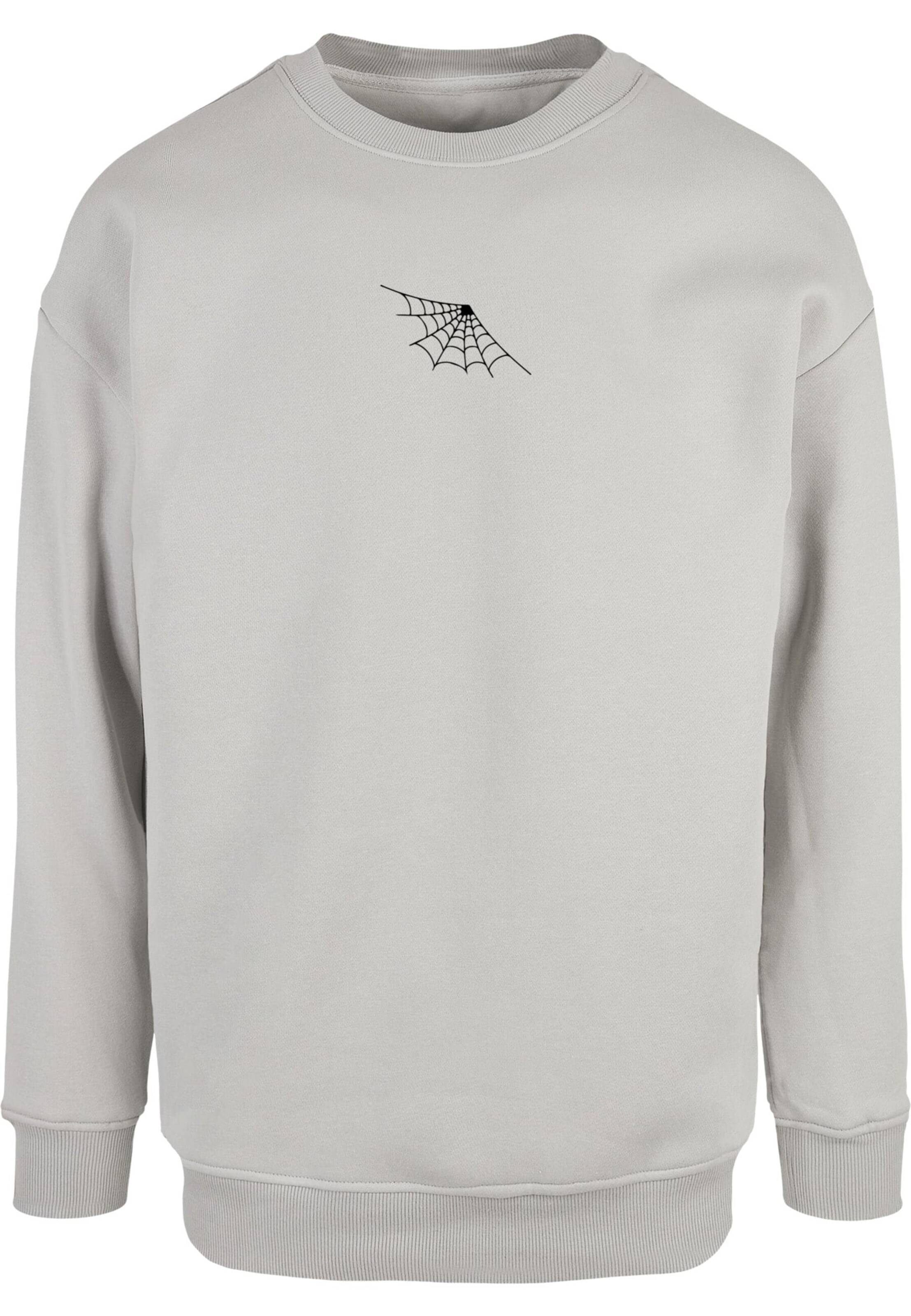 Merchcode Sweatshirt 'Halloween - Spider Web' in Grau: Vorderseite