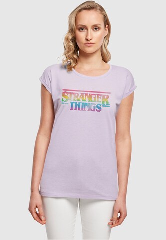 ABSOLUTE CULT Shirt 'Stranger Things - Rainbow Dot' in Lila: Vorderseite