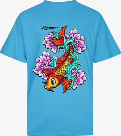 HNR LDN Printshirt FISH BLUE TEE in blau, Produktansicht