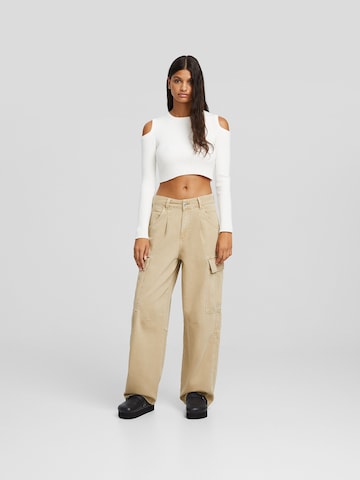 Bershka Wide Leg Jeans in Beige