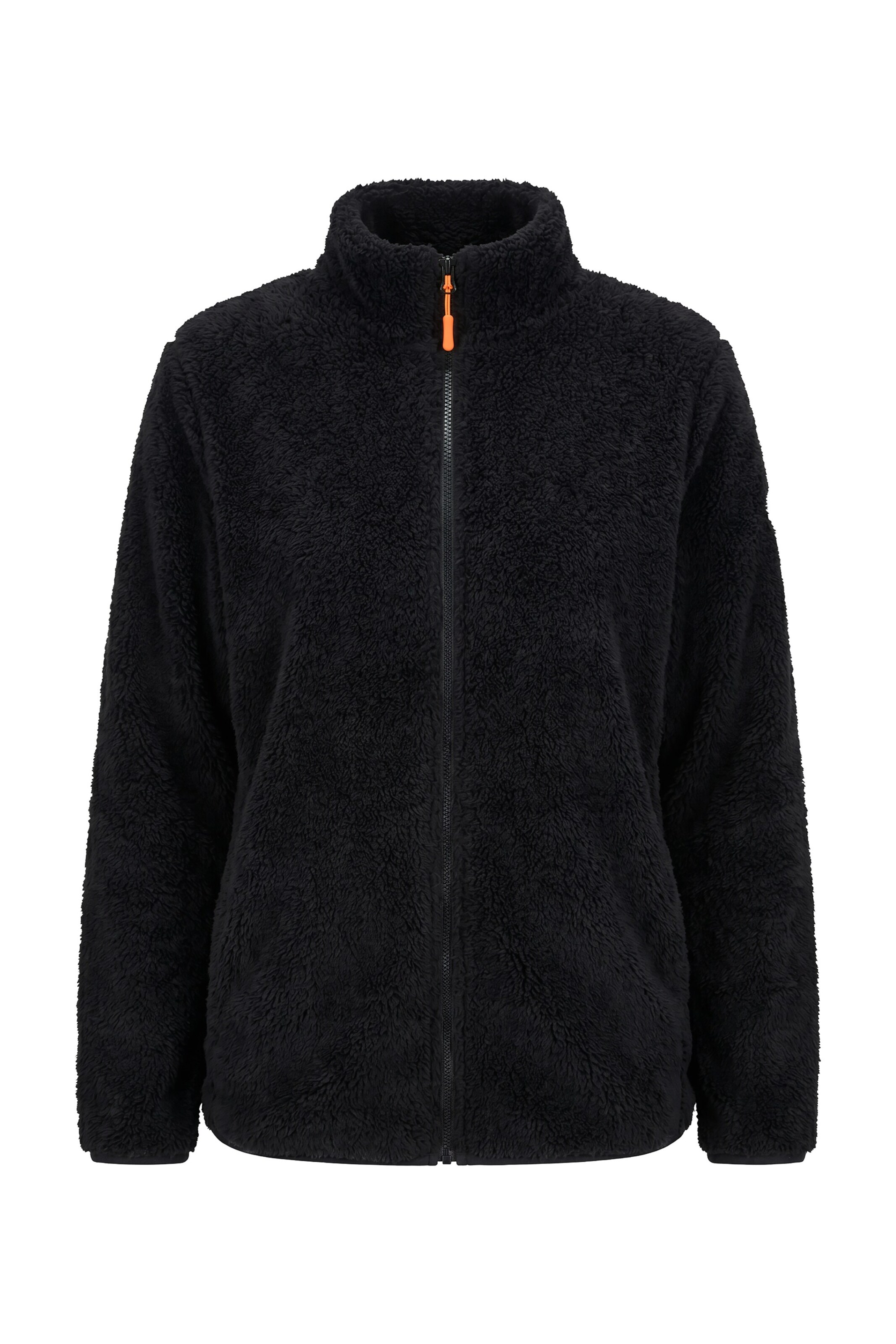 Ulla Popken Zip-Up Hoodie in Black: front