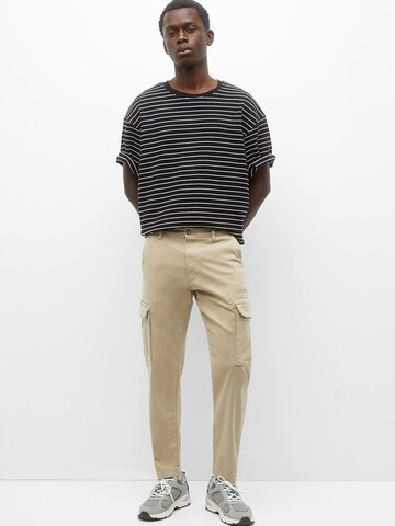 Coupe slim Pantalon cargo Pull&Bear en beige : devant