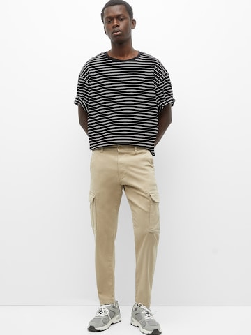 Coupe slim Pantalon cargo Pull&Bear en beige : devant