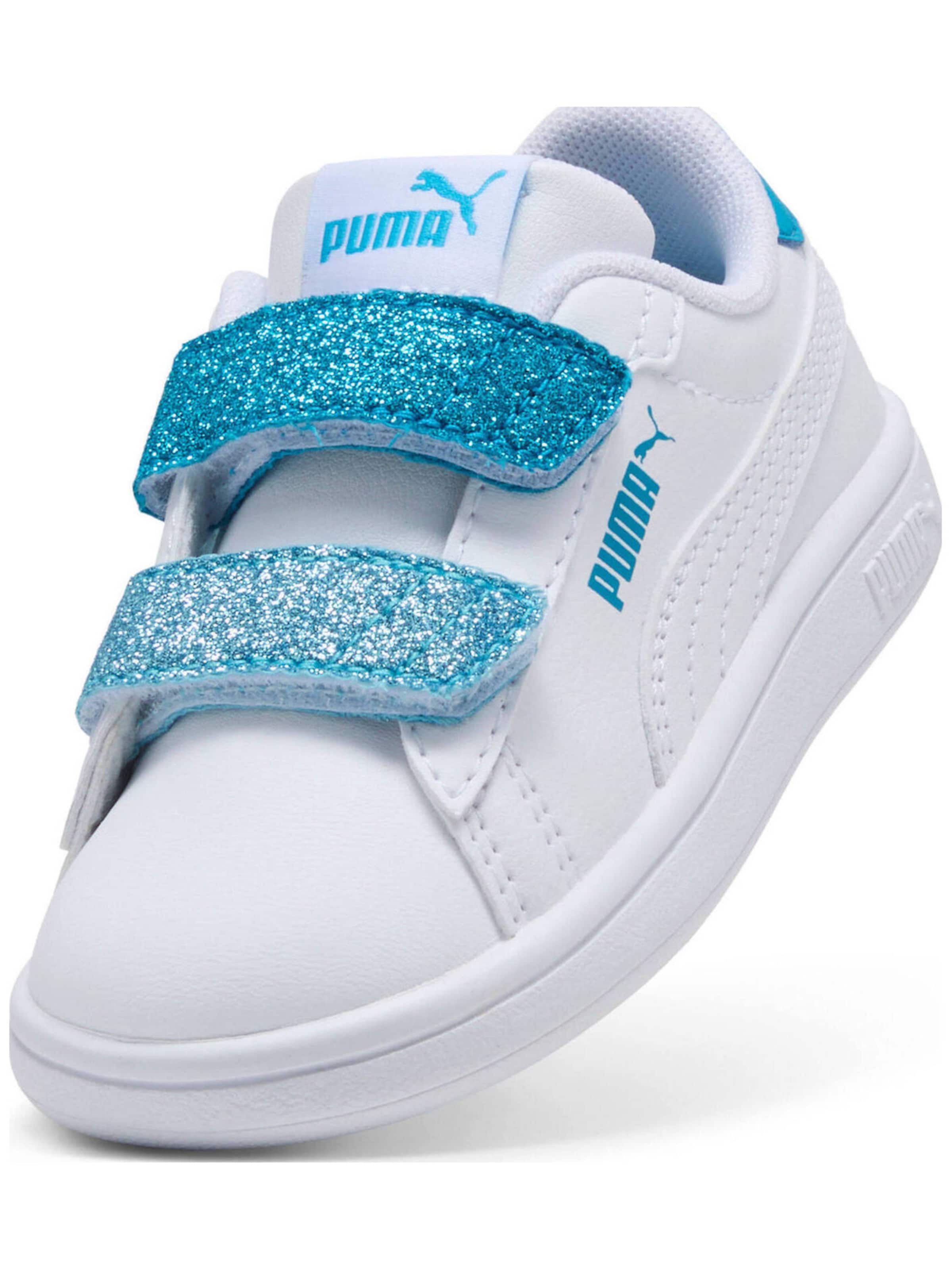 PUMA - Zapatillas deportivas 'Puma Smash 3.0 L Glitter Velcro V Inf Pu' en blanco