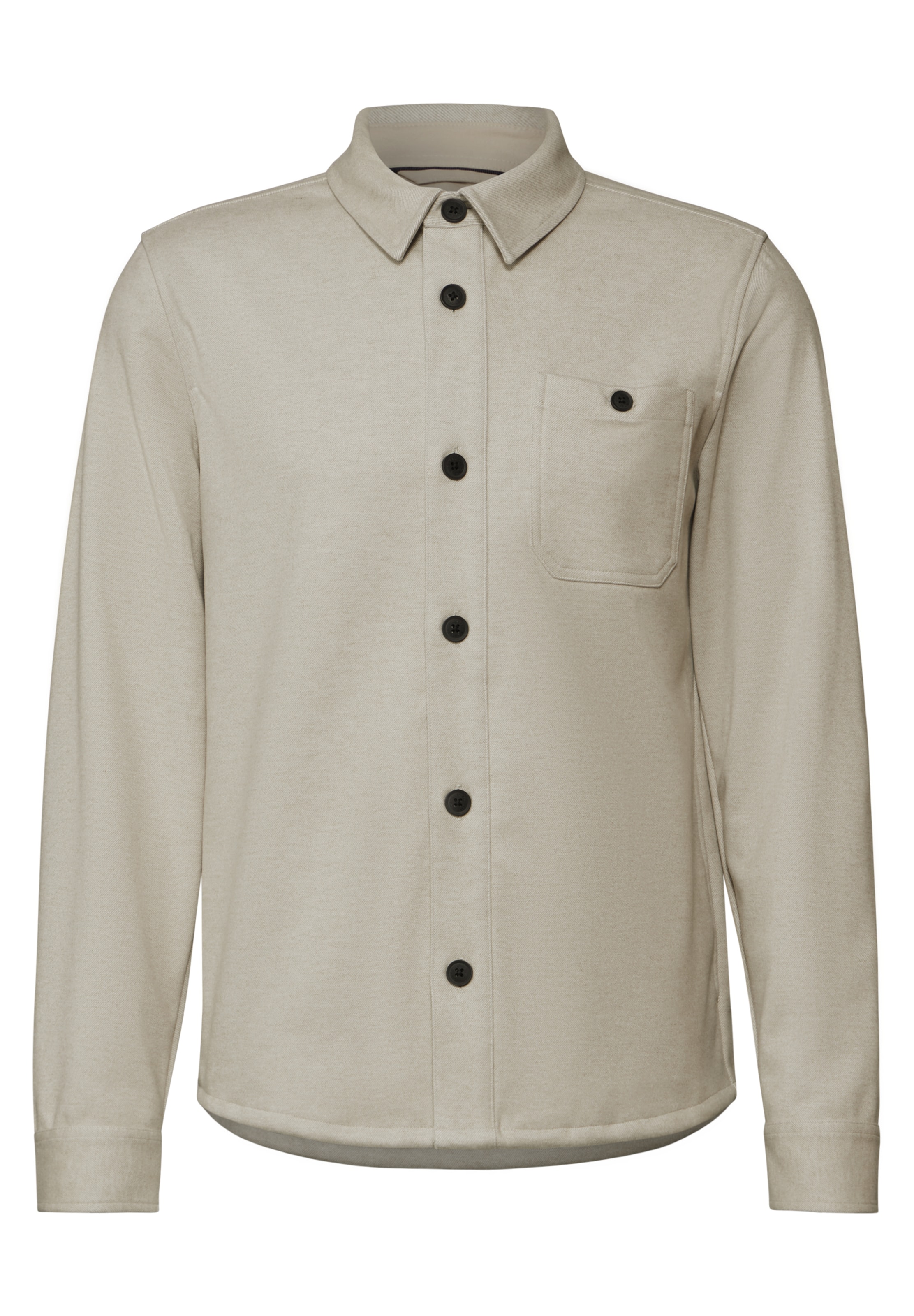 Street One MEN Regular Fit Two Tone Twill Overshirt in Beige: Vorderseite