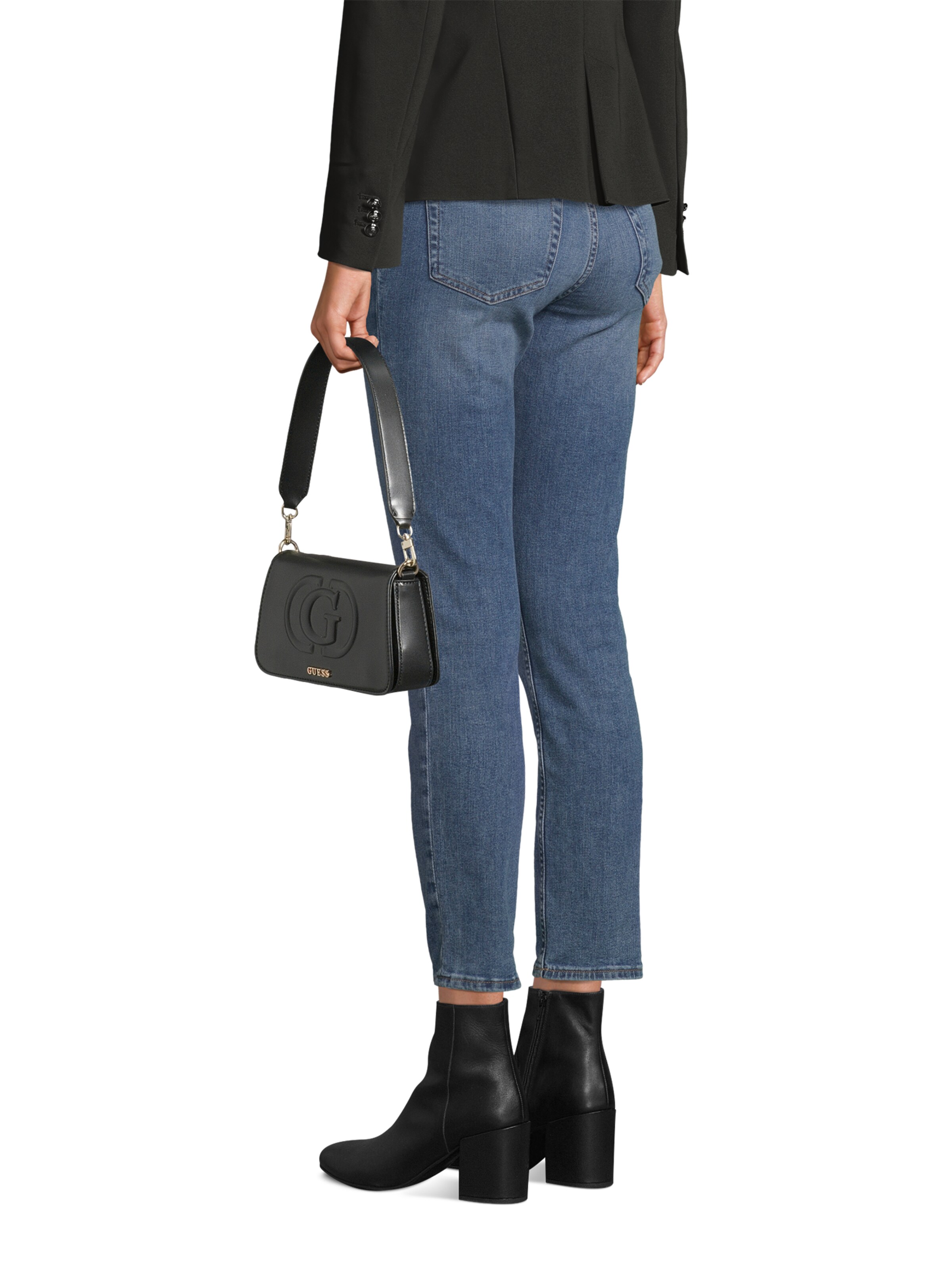 GUESS Schultertasche 'Mietta' in Schwarz