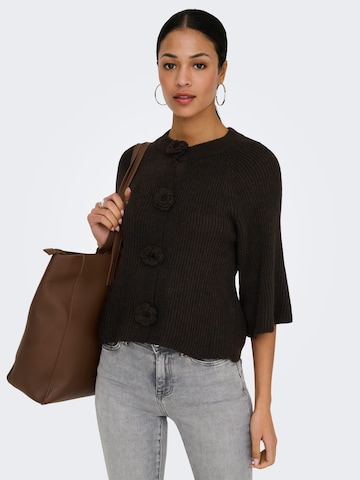 Jaqueline de Yong Gebreid vest 'Hailey' in Bruin