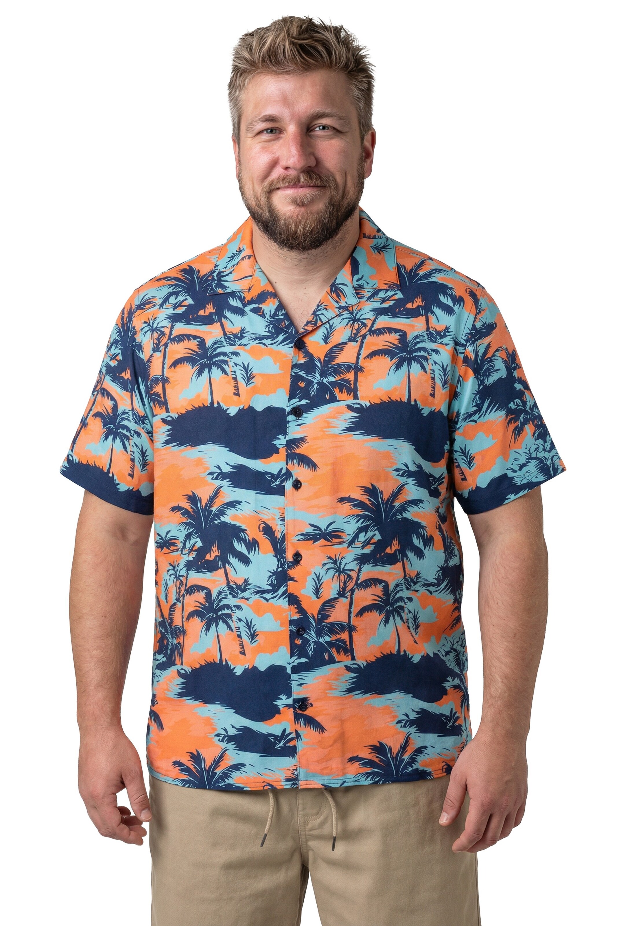 Men Plus Regular fit Overhemd in Oranje: voorkant