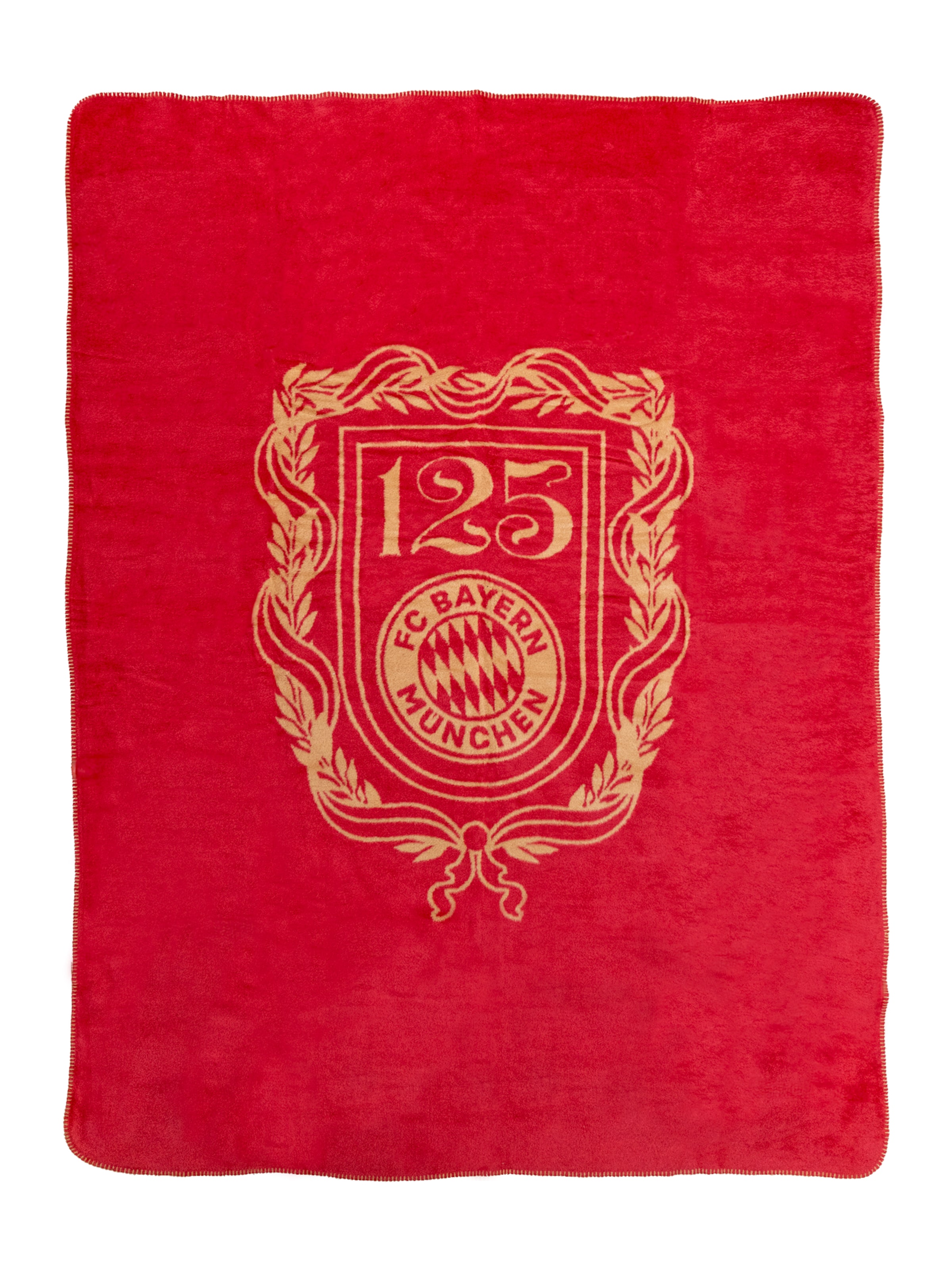 FC BAYERN MÜNCHEN Decken '125 Jahren' in beige / rot, Produktansicht