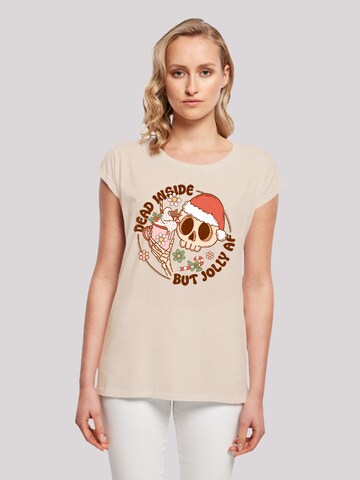 F4NT4STIC Shirt 'Dead inside but jolly' in Beige: front