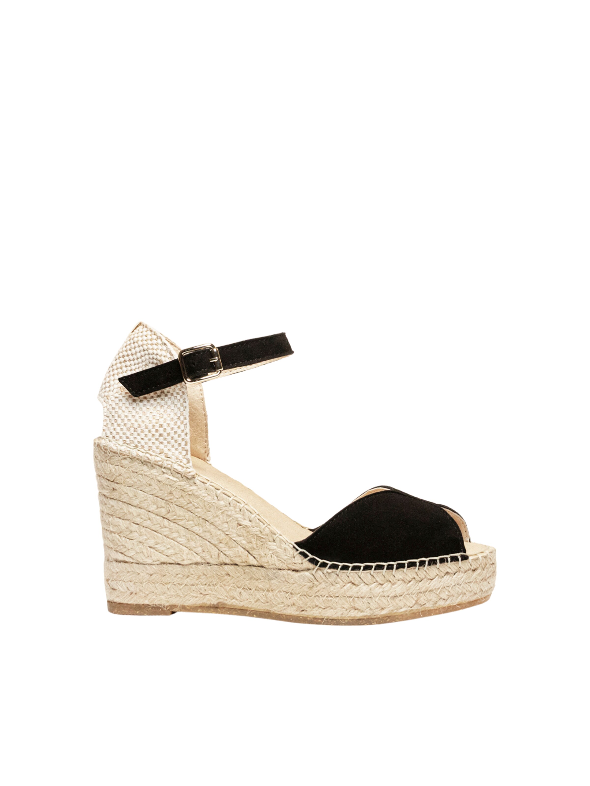 Alhamas - Sandalias con hebilla 'Alpargata Cuña 10 cm' en negro: frente