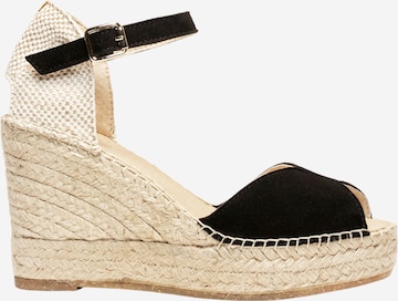 Alhamas - Sandalias con hebilla 'Alpargata Cuña 10 cm' en negro: frente