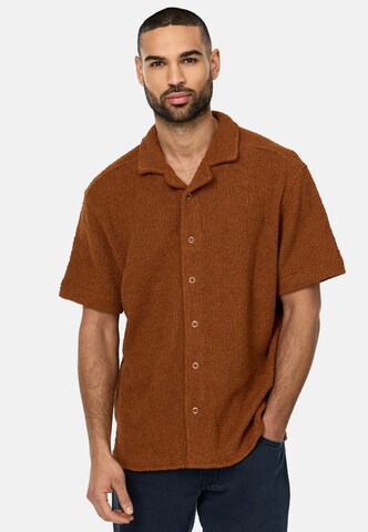INDICODE JEANS Regular fit Button Up Shirt 'Raney' in Brown: front
