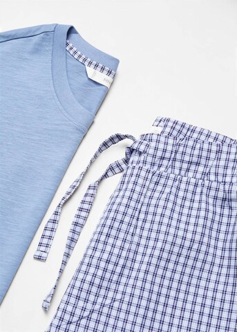 MANGO MAN Long Pajamas 'Check' in Blue