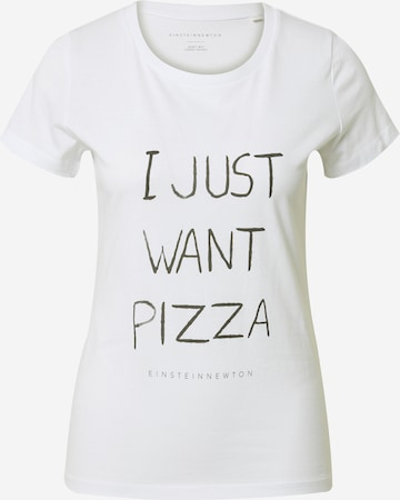 EINSTEIN & NEWTON Shirt 'Want Pizza' in White: front