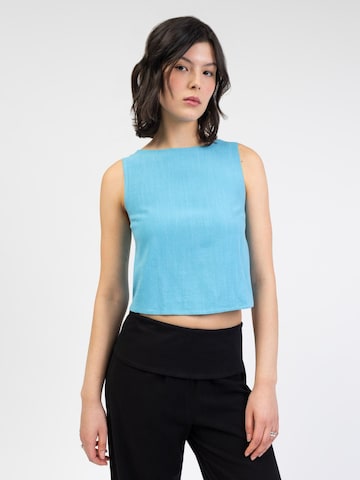 BROKE + SCHÖN Top 'Rückenfreies Top aus Leinen-Mix'‌‌‌‌‌‌‌‌ in Blau: Vorderseite