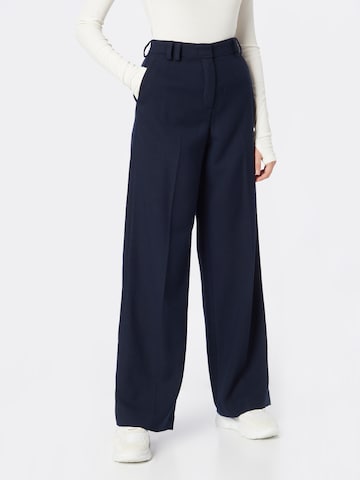 Riani Wide leg Pleated Pants in Blue: front