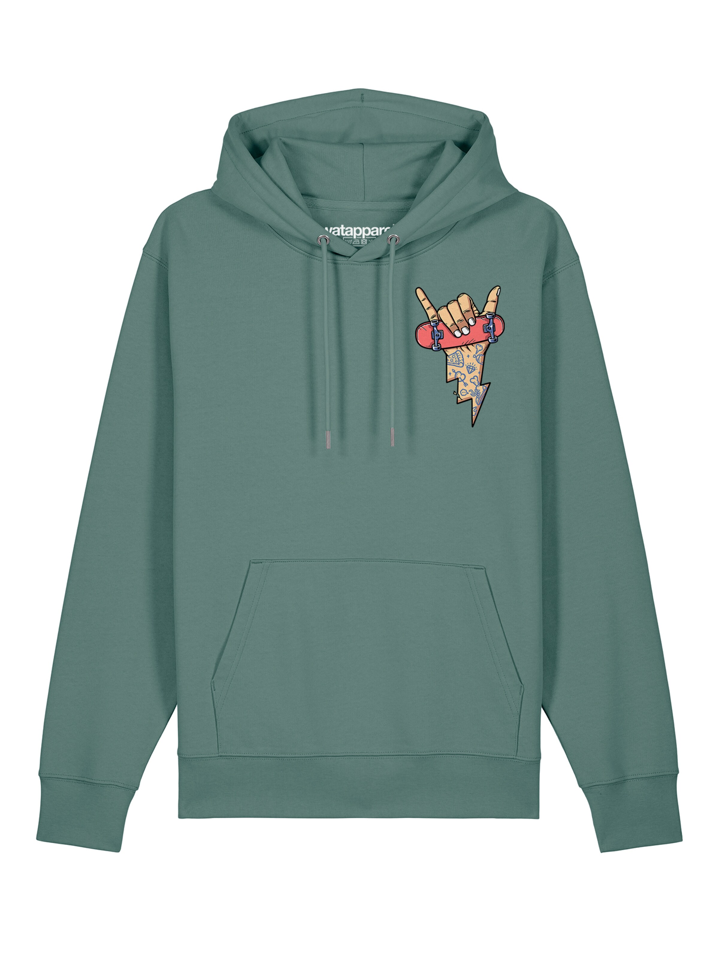 Watapparel Sweatshirt 'Skateboard' in Grün: Vorderseite