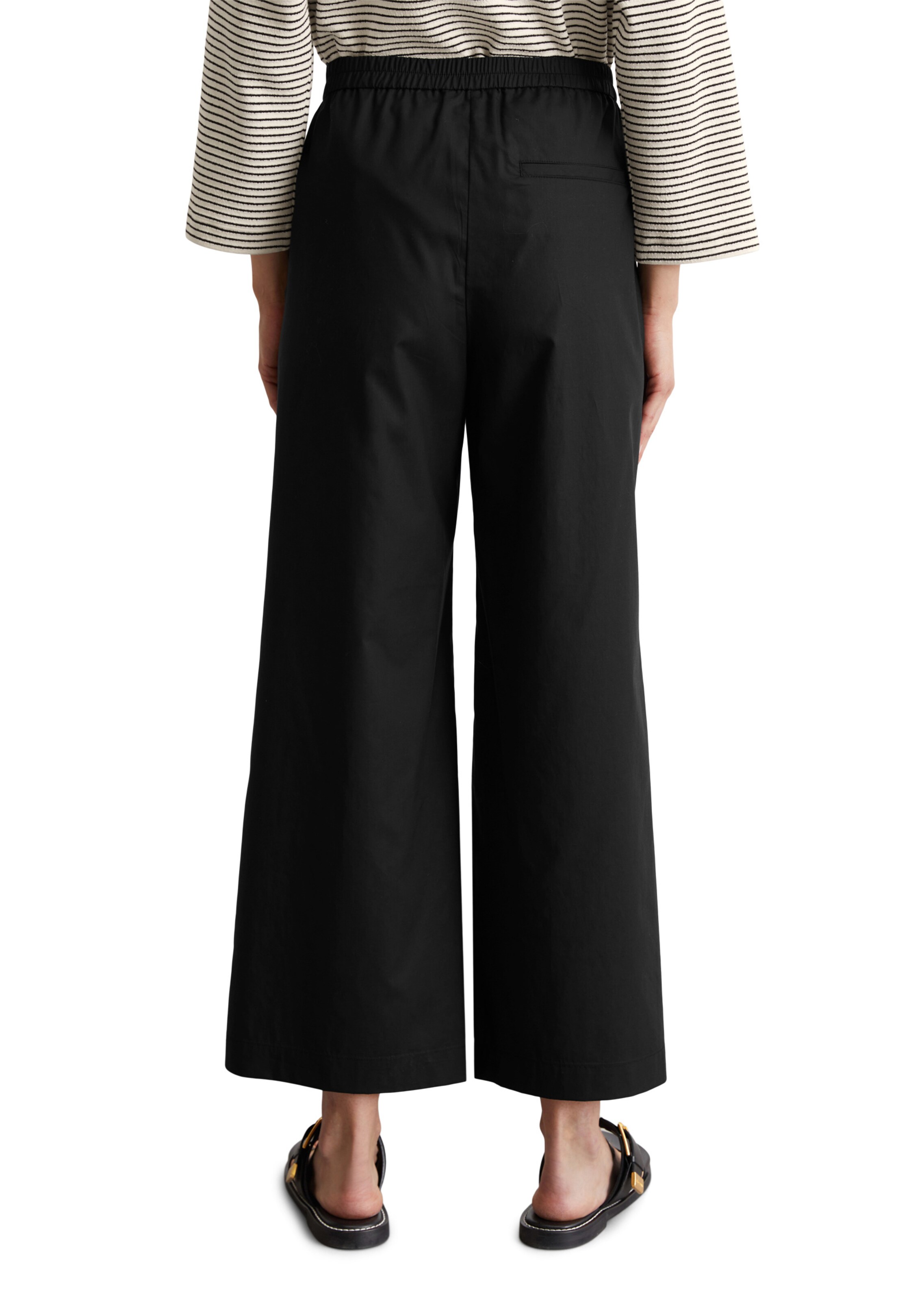 Marc O'Polo Wide leg Broek in Zwart