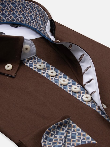 7Camicie - Ajuste estrecho Camisa de negocios 'Donatello Iconic Poplin Stretch Man Shirt Red' en marrón