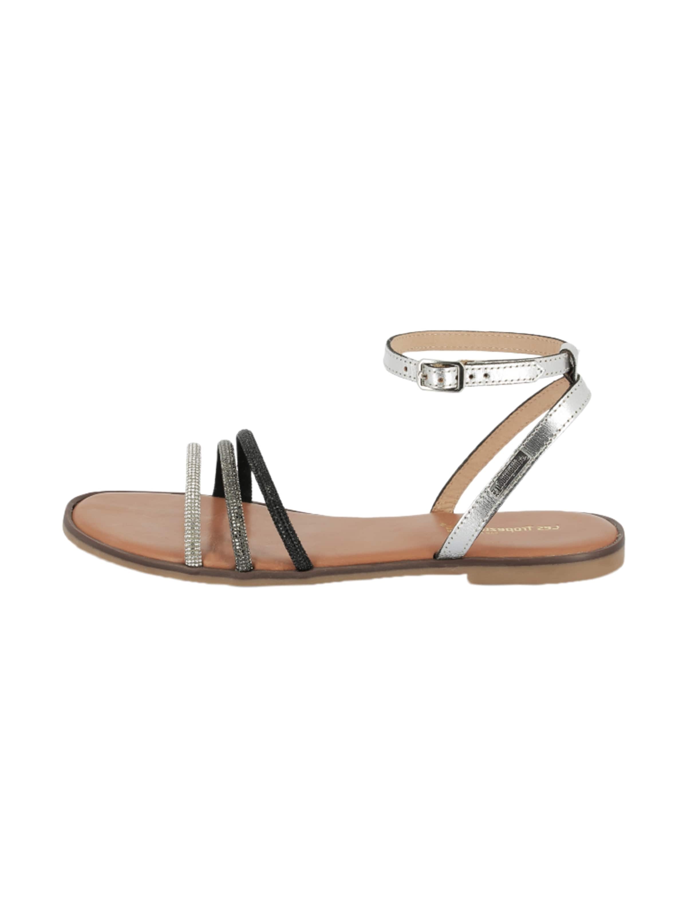 Les Tropéziennes Sandal 'Hocty Ledersandalen' in Silver: front