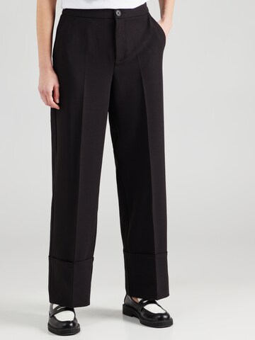 Wide Leg Pantalon à plis 'ONLORIDA' ONLY en noir : devant