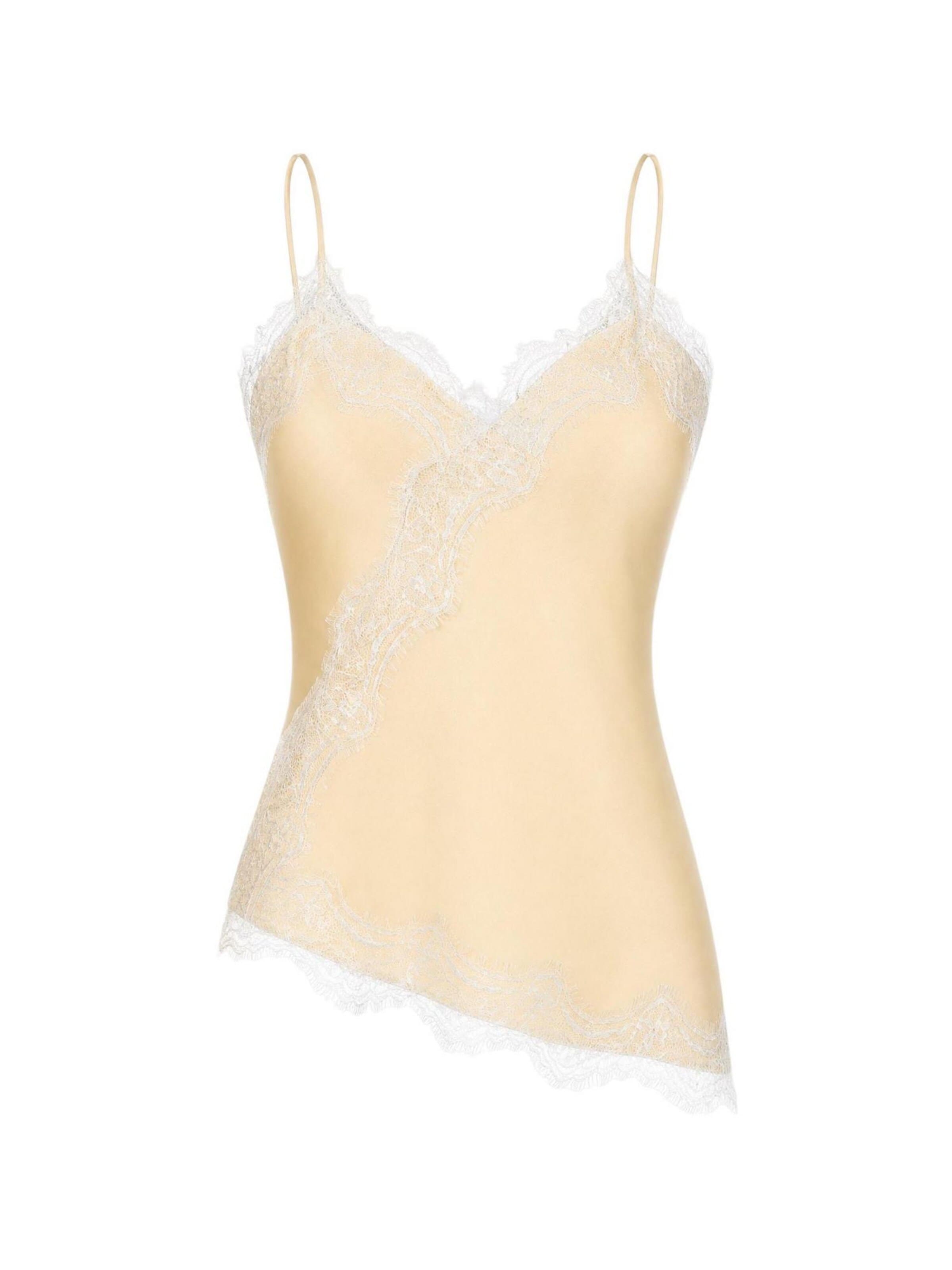 Top 'JDYFIFI S/L ASYM LACE SINGLET WVN NOOS 15379243' di JDY in beige: frontale