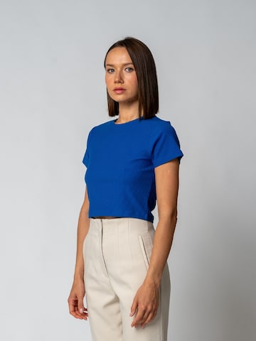GORG Shirt 'Geripptes Cropped T-Shirt' in Blauw