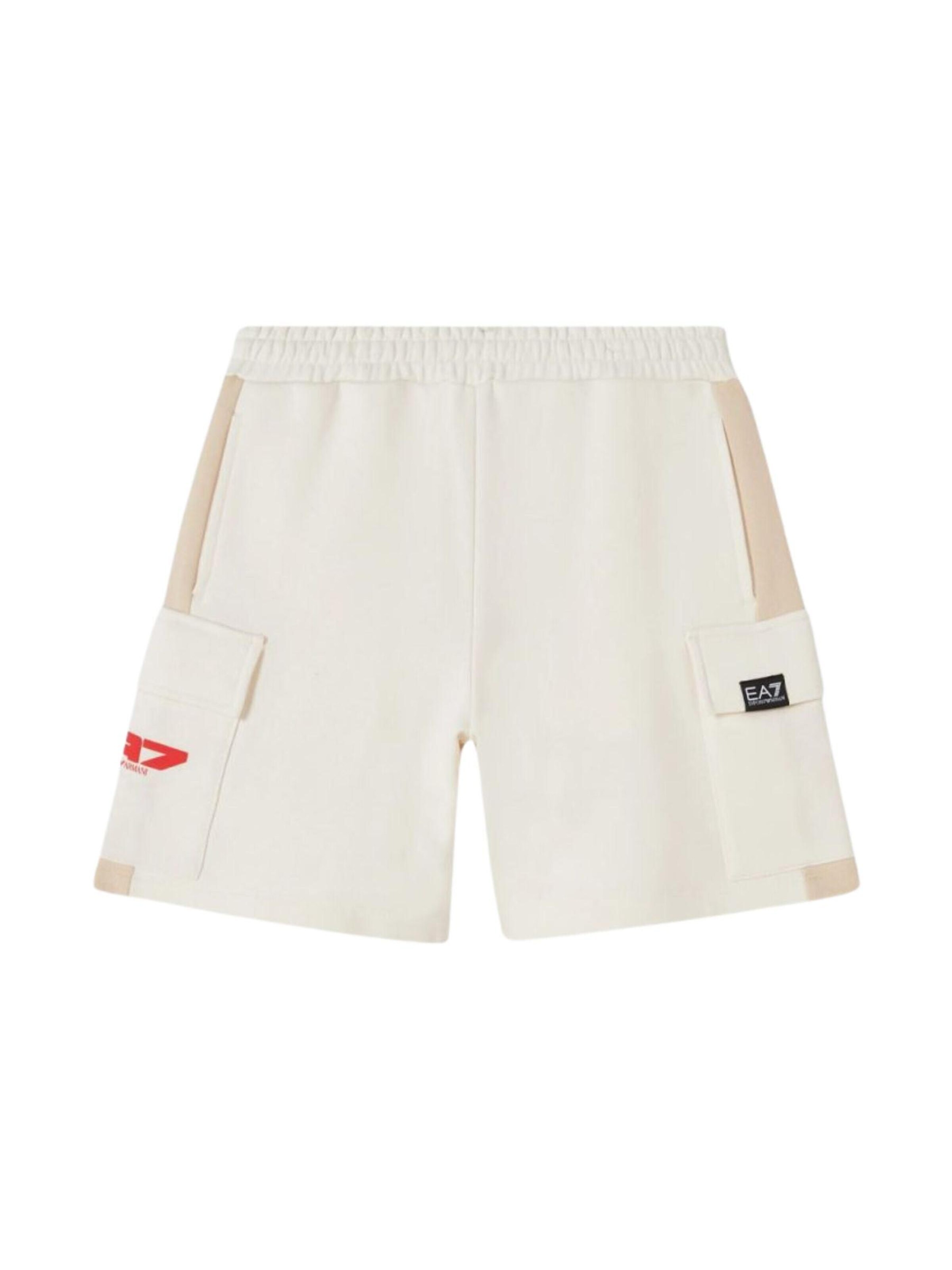 EA7 Emporio Armani Normalny krój Spodnie 'EA7 EMPORIO ARMANI kids BERMUDA FELPA BERMUDA' w kolorze beżowy: przód