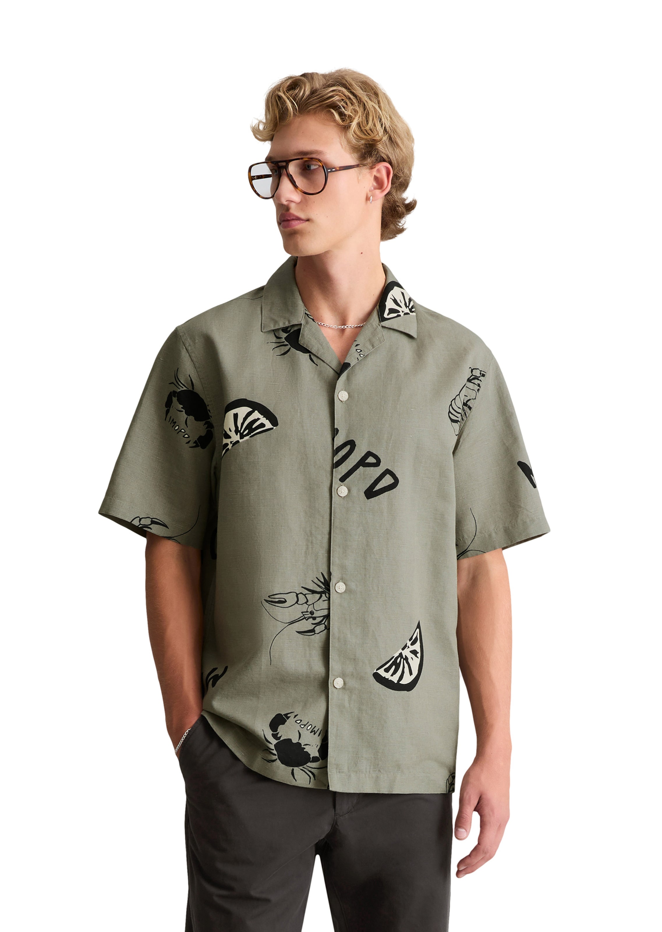 Marc O'Polo DENIM Regular fit Overhemd in Groen: voorkant