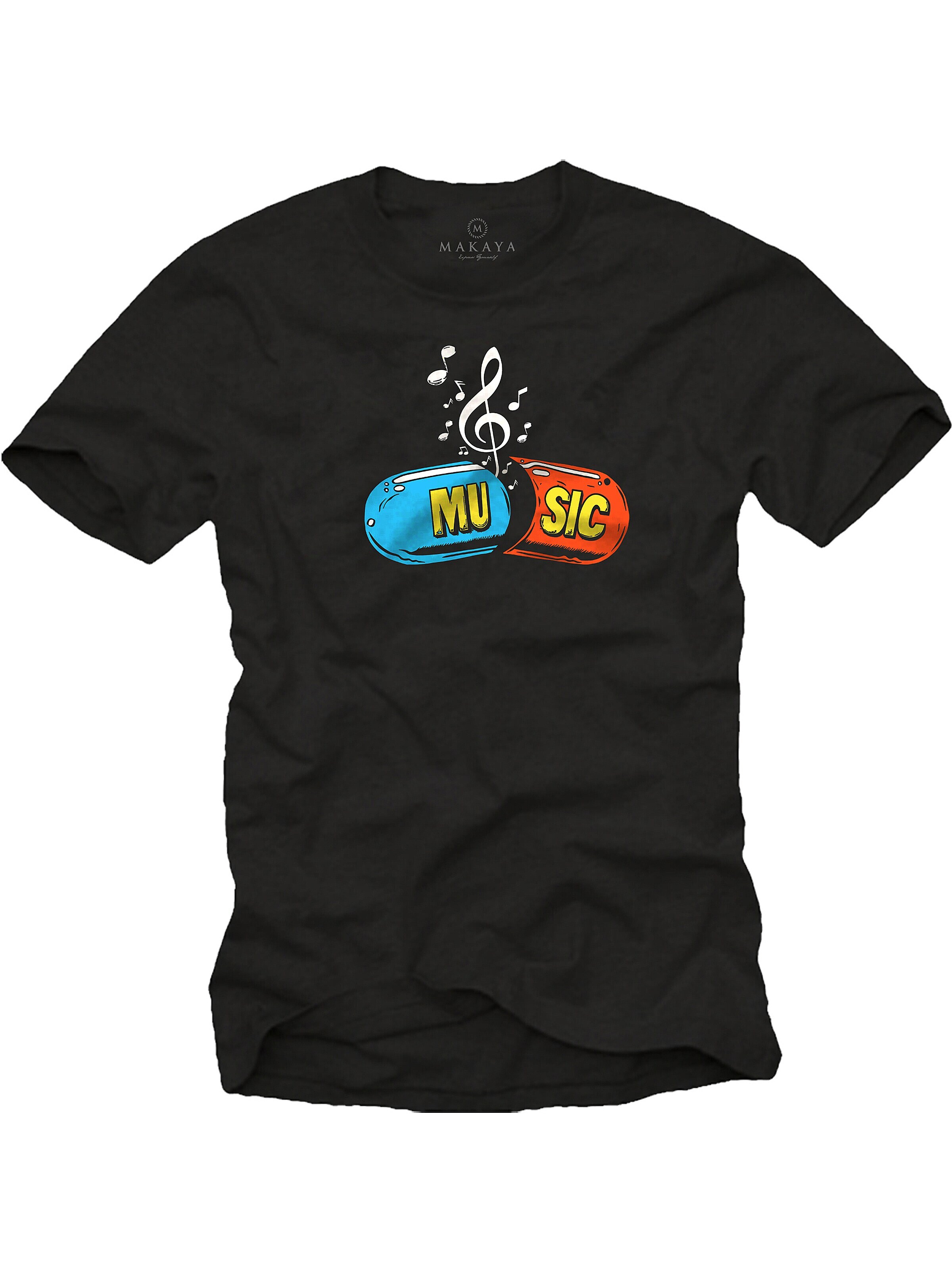 MAKAYA Shirt 'Music Pill' in Black: front