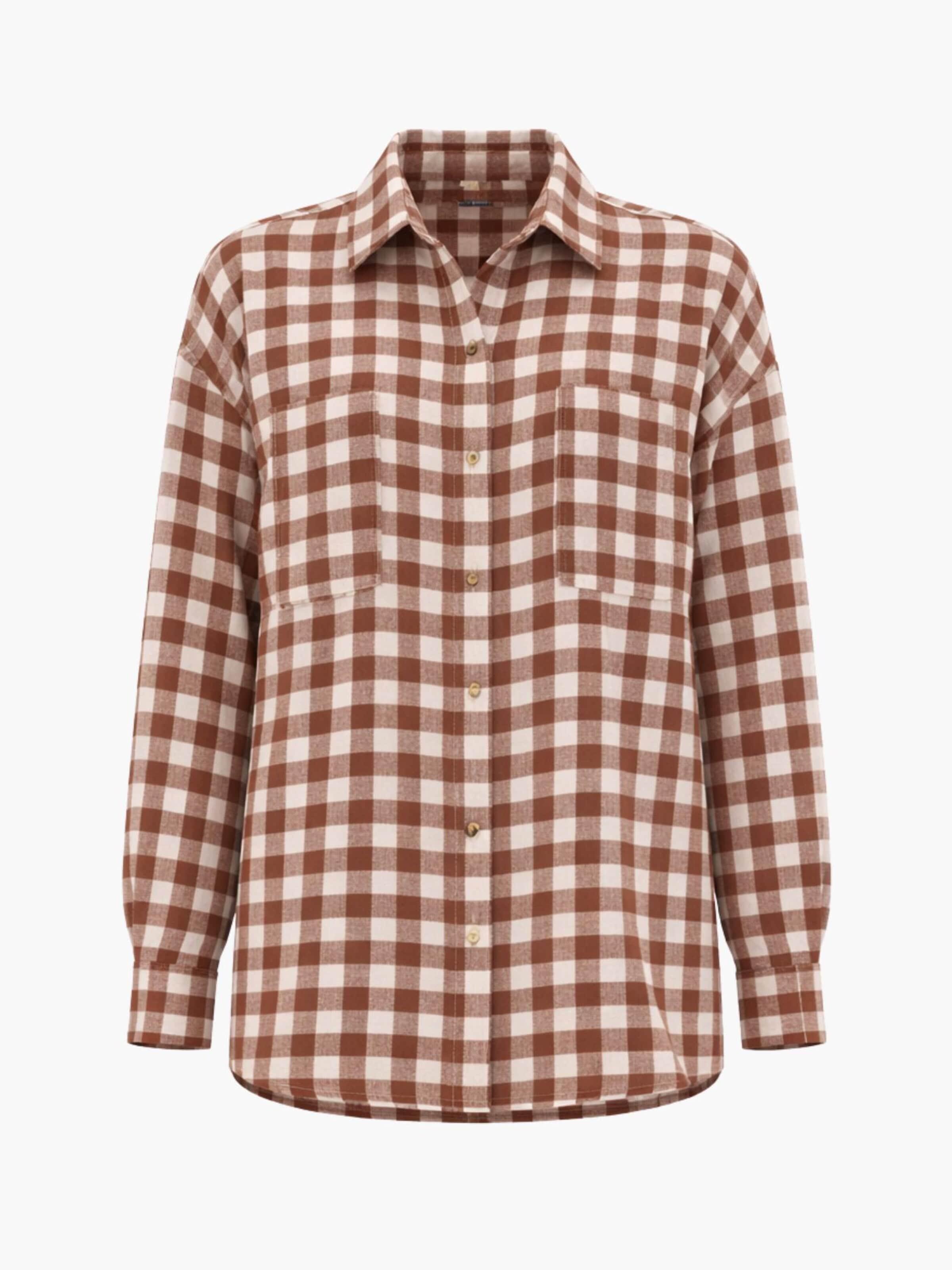 AmourLinen Shirt 'Molly' in Bruin: voorkant