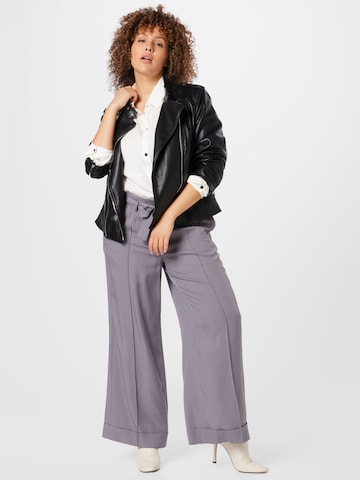 SAMOON Zvonové kalhoty Kalhoty s puky – fialová