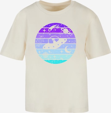 F4NT4STIC T-Shirt 'Retro Alien Weltraum Sonnenuntergang' in Beige: Vorderseite