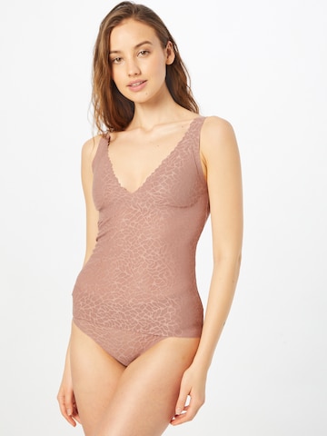 SLOGGI Undershirt 'Zero Feel Lace 2.0' in Brown: front