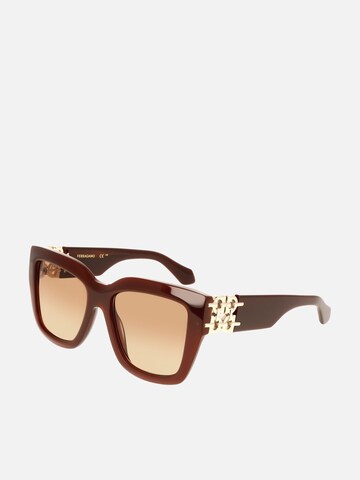FERRAGAMO - Gafas de sol en marrón: frente