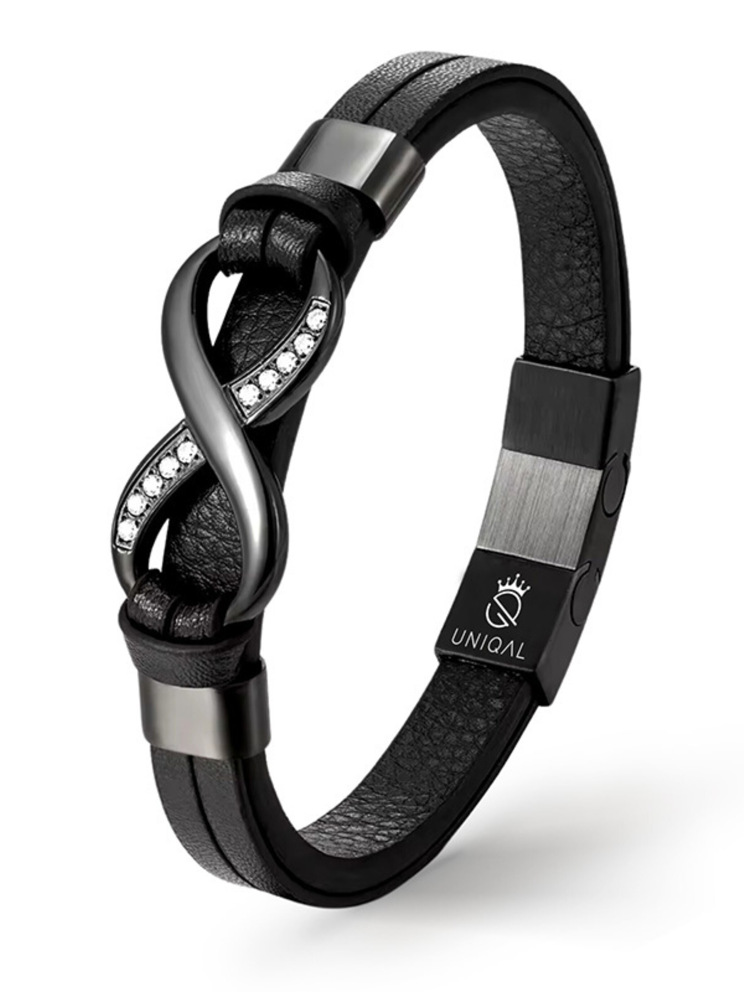 UNIQAL Armband 'INFINITY' in Zwart: voorkant