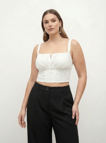 CITA MAASS - Top 'Ditsy' en blanco: frente