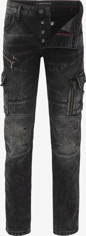 CIPO & BAXX Jeanshose 'CD679', Straight Leg in trendiger Used-Optik in Schwarz: Vorderseite