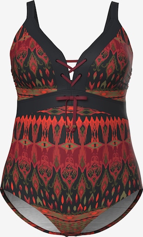 Ulla Popken Swimsuit in Red: front