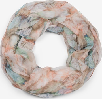 styleBREAKER Schlauchschal 'Loop mit bunten Federn' in Beige: Vorderseite