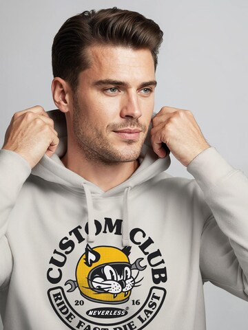 Neverless Sweatshirt 'Racing Cat' in Beige